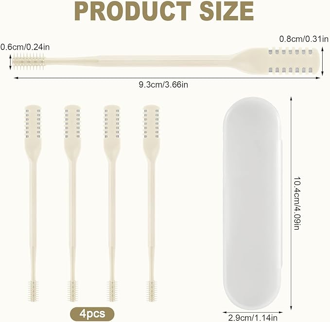 4 Pcs 2-in-1 Nose Hair Trimmer, Manual Double-Sided Nasal Hair Cutter, 360° Rotating Nostril Hair Remover Tool with Ear Picker, Portable Stainless Steel Nose Knife for Men Women(Beige)