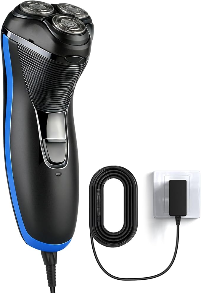 Upgraded BlueFire Head Shaver for Bald Men, Corded 3D Rotary Electric Shaver with Pop-Up Trimmer, Close Dry Shave Razor for Head & Face (Blue)