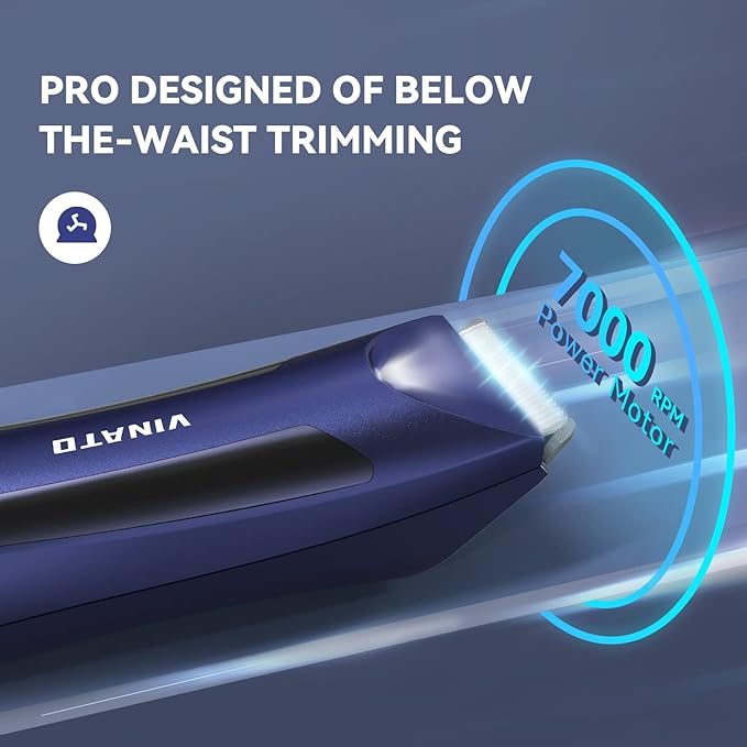VINATO Electric Body Hair Trimmer - Manscape Ball Trimmer, Groin Hair Trimmer for Men, Waterproof Ball Shaver, USB Recharge Dock Replaceable Ceramic Blade, Male Hygiene Razor, 90 Mins Battery Life