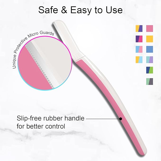 Dermaplane Razor for Women Face, Eyebrow Razor, Face Razors for Women, Dermaplaning Tool, Travel Essentials, (9 pcs, Pearl Blush)