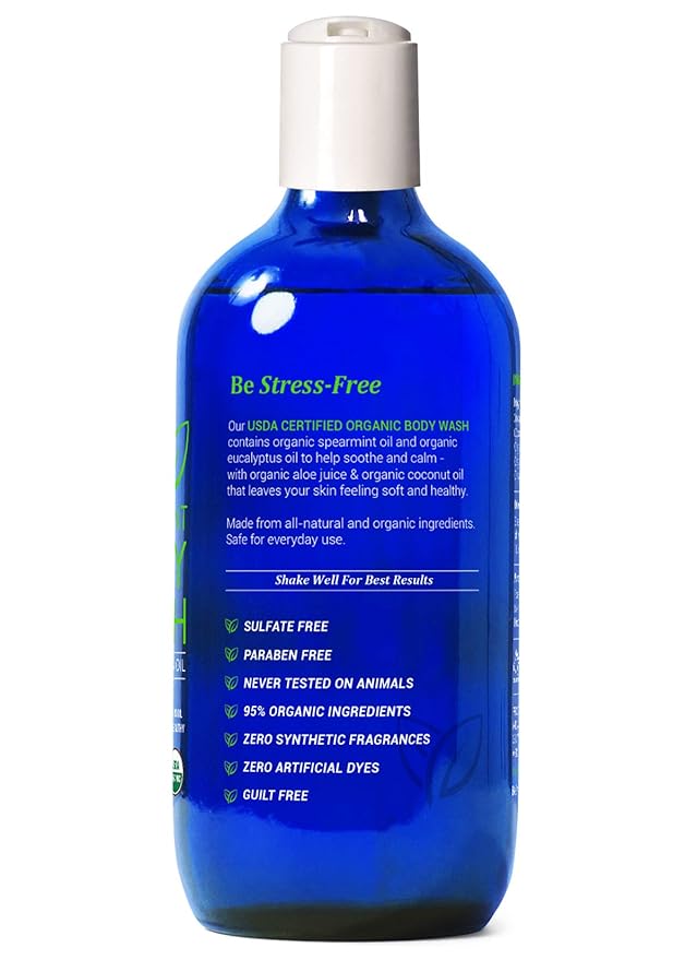 Certified Organic Spearmint & Eucalyptus Body Wash by Be-One - Paraben & Sulfate Free - Vegan - All Natural - Eczema - Sensitive Skin - For Men & Women - MADE IN USA