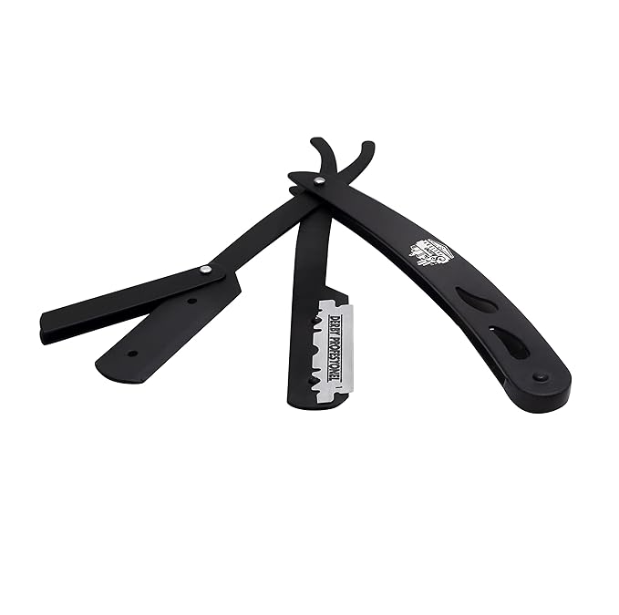 The Shave Factory Straight Edge Razor Kit - with Single Stainless Steel razors (Black + Derby Professional)