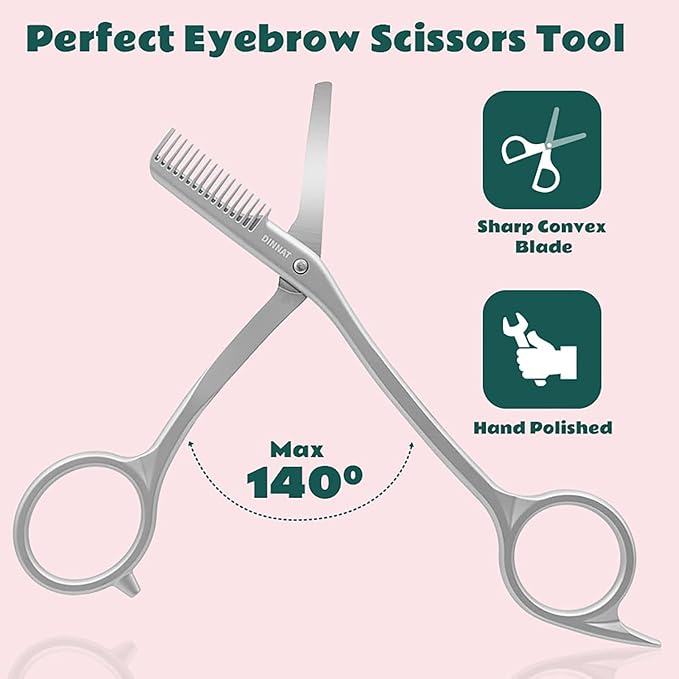 Eyebrow Trimming Scissors with Combs, Eyebrow Cutter Hair Removal Eyebrow Scissors,Eye brow razors, Eyebrow trimmer for women (Grey)