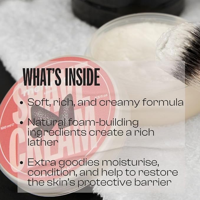 Men Rock Shave Cream - Black Pomegranate - Mens Shaving Cream - Moisturizing Shaving Foam for Men - Non-Drying Formula - Cruelty-Free - 3.5 oz