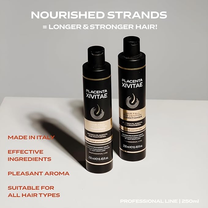 Conditioner for Damaged Hair Fall Prevention with Biotech Placenta 250 ml - Moisturizing and Strengthening - Professional Deep Hair Conditioner with Organic Hazelnut Extract and Panthenol