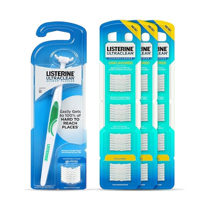 REACH Ultraclean Access Flosser Starter Bundle | Proper & Durable Oral Care & Hygiene | Effective Plaque Removal, Teeth & Gum Protection, PFAS-Free | Starter Kit + 3pk Unflavored Refills (28ct.)