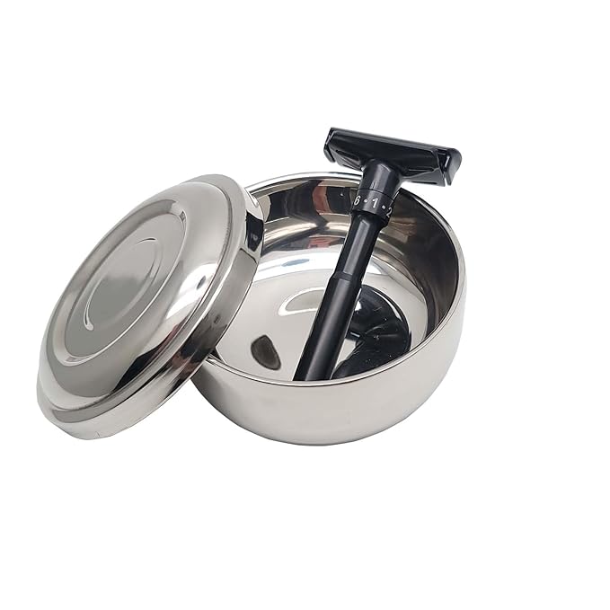 Adjustable Safety Razor Shaving Kit 4PCS | Double Edge Razor | Synthetic Shaving Brush | Stainless Steel Shaving Soap Bowl | Shave Soap | Include 5pcs Razor Blades.