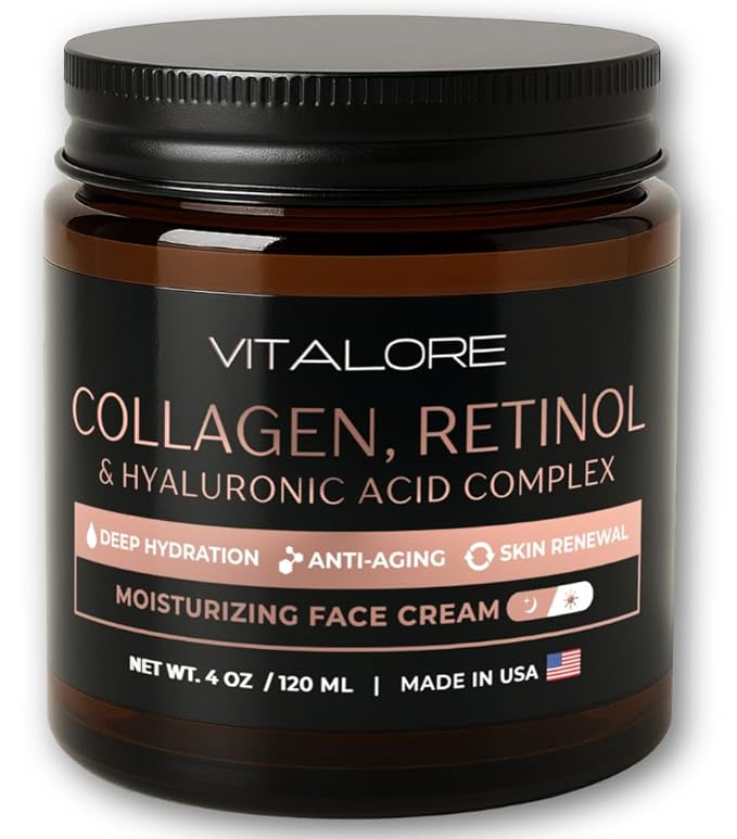 Wrinkle Cream For Face- Anti-Aging Moisturizer- Retinol Collagen Face Cream w/Hyaluronic Acid – Hydrating Firming Cream for Fine Lines and Deep Wrinkles- Day & Night Use for Women and Men- 4oz Jar.