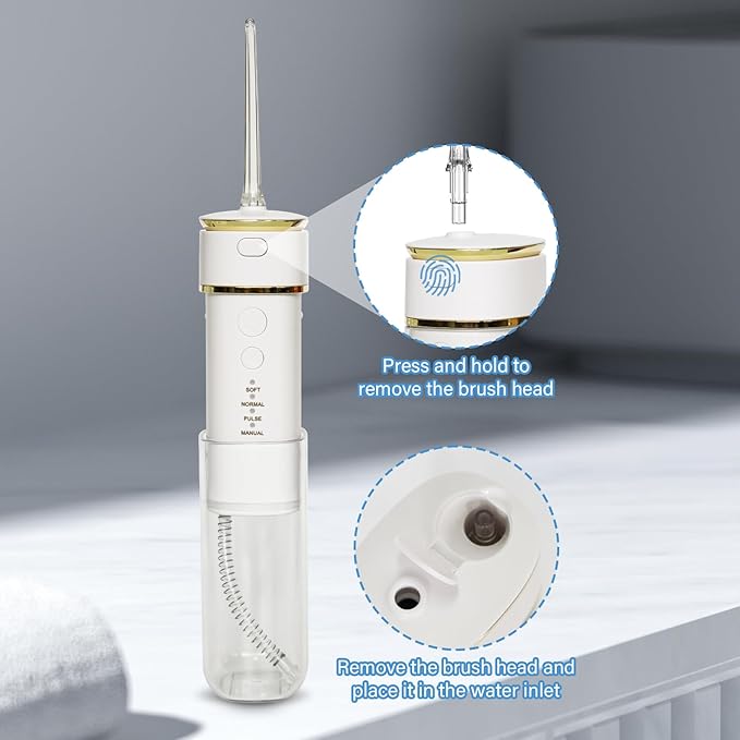 Water Flosser Mini Cordless Portable Rechargeable Oral Irrigator, Telescopic Water Tank with IPX7 Waterproof 3 Models, Suitable for Family Use and Travel
