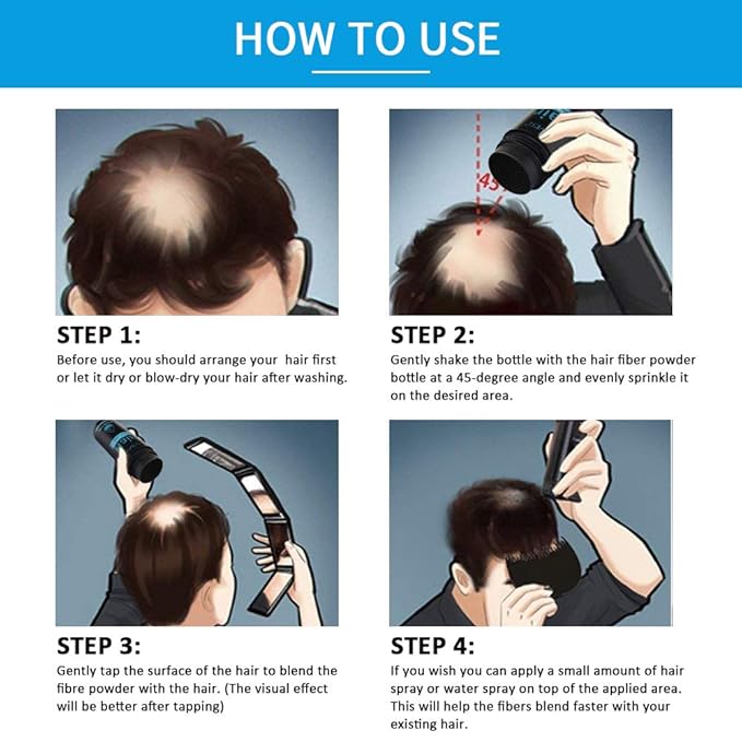 Hair Fibers for Thinning Hair With Spray,Undetectable Natural Formula,Thicker Fuller Hair in 15 Seconds,Instantly Conceal & Thicken Thinning or Balding Hair Areas,For Men&Women，Black