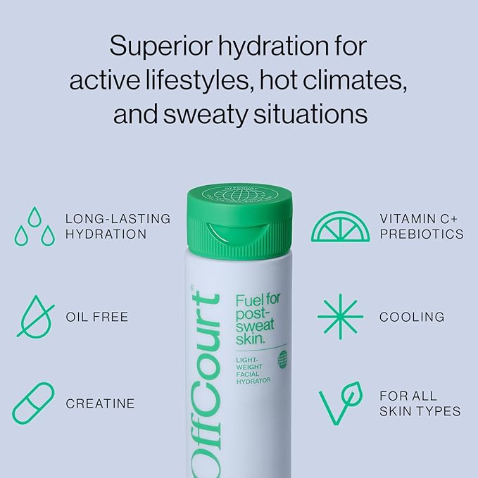 OffCourt Face Moisturizer for Men - Light, Non-Greasy, Oil-Free Men’s Face Lotion with Prebiotics and Vitamin C - Hydration and Firmness for All Skin Types (2oz, 1 Pack)