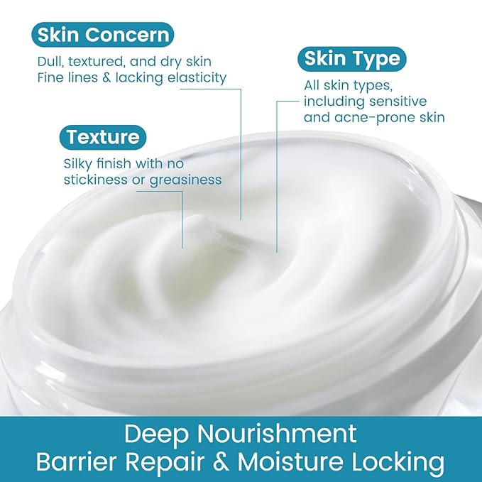 Triple Collagen Anti Wrinkle Face Cream for Women, Anti Aging Face Moisturizer to Reduce Wrinkles, Hydrating & Firming Moisturizing with Hyaluronic Acid, Barrier Repair, Deep Nourishment, 50g/e1.764oz