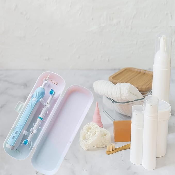 2 Pcs Electric Toothbrush Travel Case, Portable Travel Toothbrush Holder for Electric Toothbrush Set (White and Black)