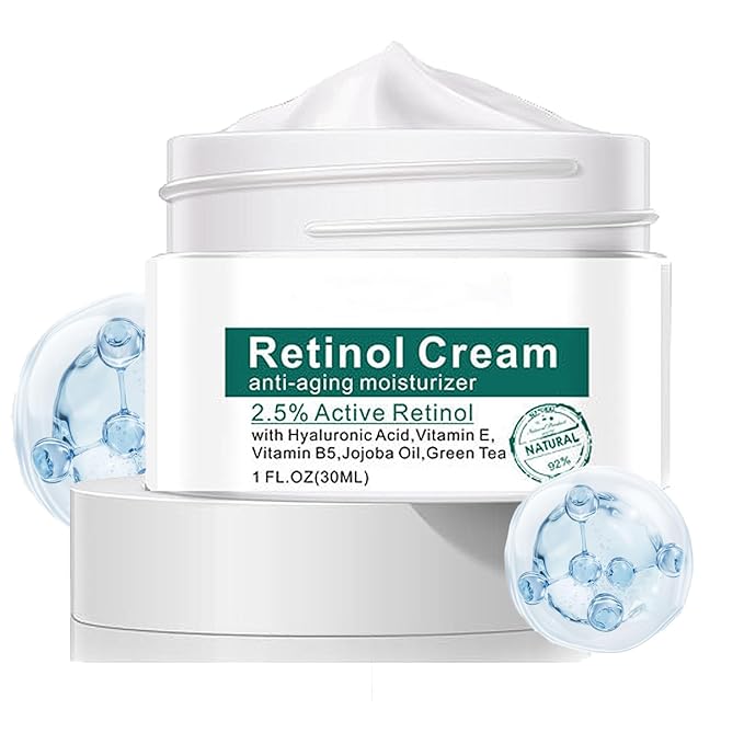 2.5% Active Retinol Cream for Face, Wrinkle Cream for Women with Hyaluronic Acid, Anti-Wrinkle Day and Night Cream for Women Anti Aging Face Creams for Women & Men All Skin Types