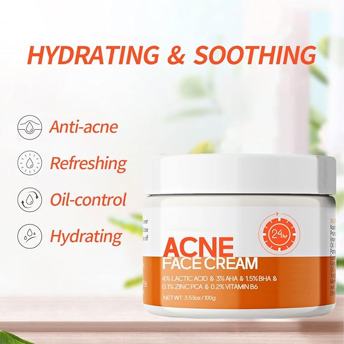 Acne Cream Pimple Cream for Face, Oil Control Pimple Remover Cream Get Rid of Pimples Fast,for Oily and Acne Prone Skin, Cruelty Free, Crema para espinillas en la cara