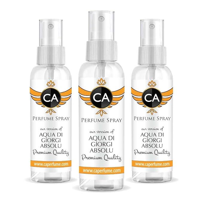CA Perfume Eco Refill Impression of Aqua Di Giorgi Absolu For Men EDP Perfume Concentrated Mens Cologne Long Lasting Eau de Parfum Spray Refillable Atomizer Bottle 2 Fl Oz/60ml-X3