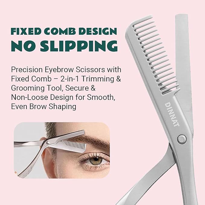 Eyebrow Trimming Scissors with Combs, Eyebrow Cutter Hair Removal Eyebrow Scissors,Eye brow razors, Eyebrow trimmer for women (Grey)