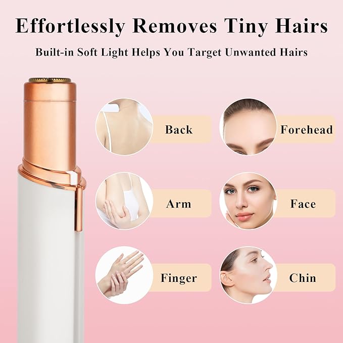 Facial Hair Removal for Women Men，Electric Painless Hair Removal Device Included 2 x Replacement Heads，USB Rechargeable Lady Womens Face Shaver with LED Light for Lip,Chin,Arms (Multicolor)