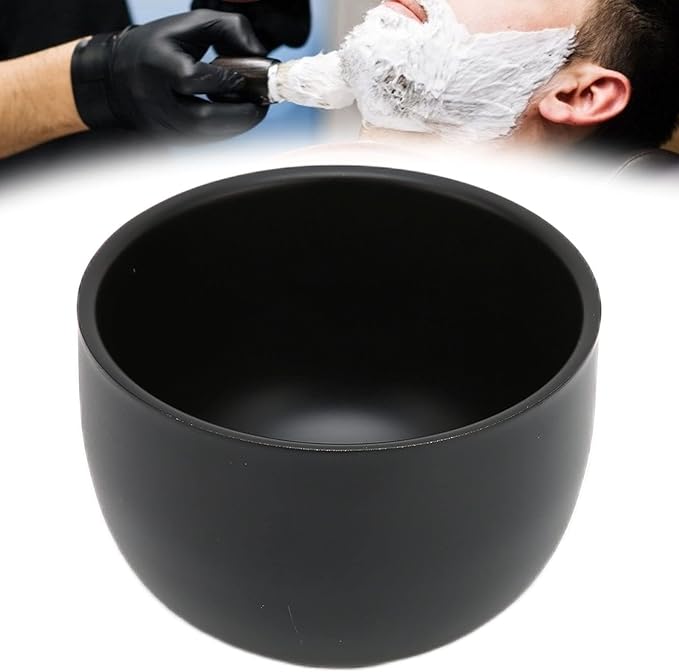 Shaving Bowl, Black Stainless Steel Shaving Foam Bowl, Curved Design Shave Bowl with Anti Slip Bottom for Men's Facial Shaving