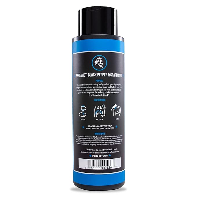Maestro's Classic BATH WASH - Conditioning Bath Wash, Cleans and Hydrates, Mark of Man Blend, 16 Ounce