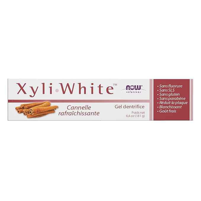 NOW Foods Solutions, Xyliwhite™ Toothpaste Gel, Cinnafresh, Cleanses and Whitens, Clean and Fresh Cinnamon Taste, 6.4-Ounce