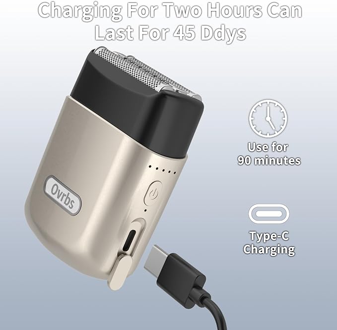 Electric Foil Shaver,3 Blade Shaving System,IPX7 Waterproof,Type-C Charging,Use for 45 Days,Battery Indicator,Magnetic Connection,Electric Shaver for Men