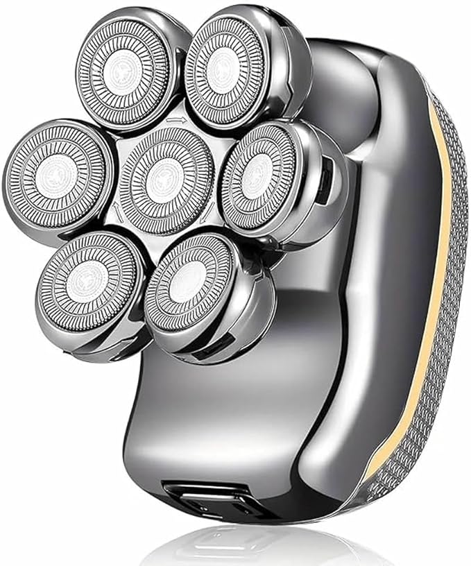 Head Shaver for Bald Men, 5-in-1 Electric Shaving & Grooming Kit, 7D Magnetic Rotary Electric Razor, Waterproof for Wet & Dry Use, USB-C Charging, LED Display Rechargeable Head & Body Hair Shaver