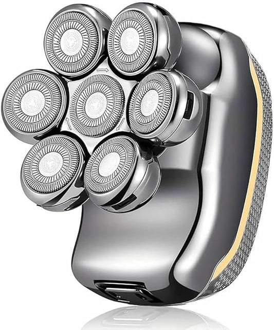Head Shaver for Bald Men, 5-in-1 Electric Shaving & Grooming Kit, 7D Magnetic Rotary Electric Razor, Waterproof for Wet & Dry Use, USB-C Charging, LED Display Rechargeable Head & Body Hair Shaver