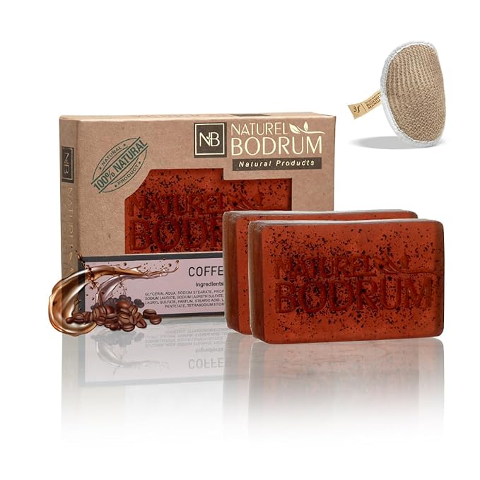Coffee Organic Soap Bar for Women and Men, Pack of 2 Glycerin Soap Bars - Exfoliating Body & Face Soap with Coffee Grounds - Natural Spa Gift, for All Skin Types