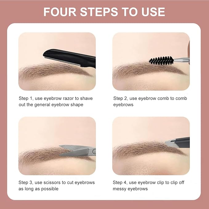 SetSail Professional 5-Piece Tweezers Set with Slant & Pointed Tips, Eyebrow Razor, Scissors, Spoolie - Black Stainless Steel Grooming Kit for Men & Women