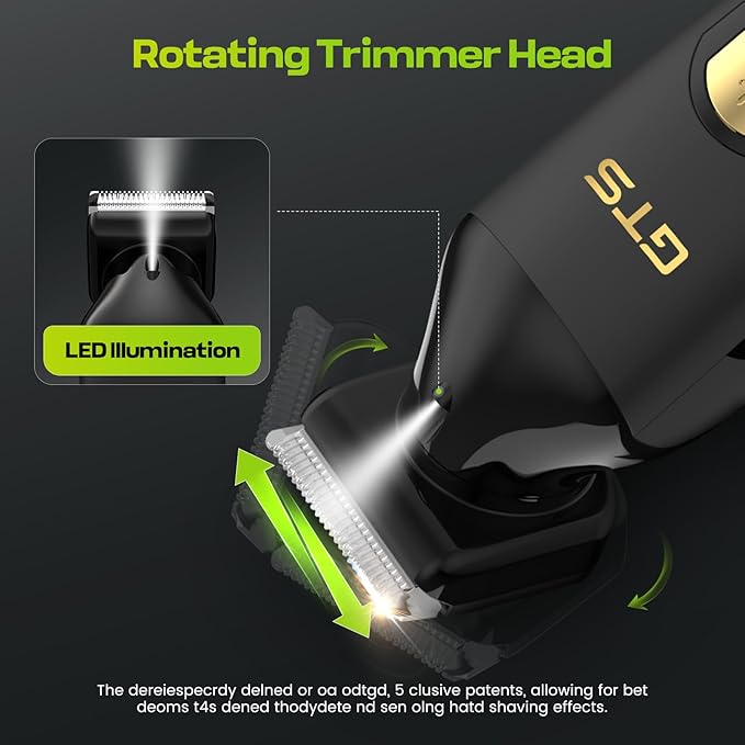 Electric Body Hair Trimmer for Men - Multi-Angle Ceramic Blade with LED Screen & 7000RPM Adjustable Speed, IPX6 Waterproof Pubic/Ball/Groin Shaver Kit, USB/Dock Charging, 90min Runtime, Box