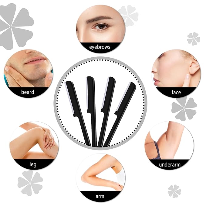10 Pieces Eyebrow Razor for Women Facial Shaver Razor Brow Shaper Eyebrow Trimmer Dermaplaner Shaping Tool with Cover (Black)