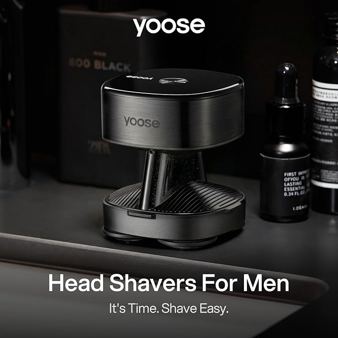 yoose Head Shavers for Bald Men, IPX7 Skin Close Electric Razor for Men (Ergonomic Design, USB-C, 90-Min Usage, 5 Floating Cutting Heads), Intelligent PID Control, Battery Indicator, H5 Black