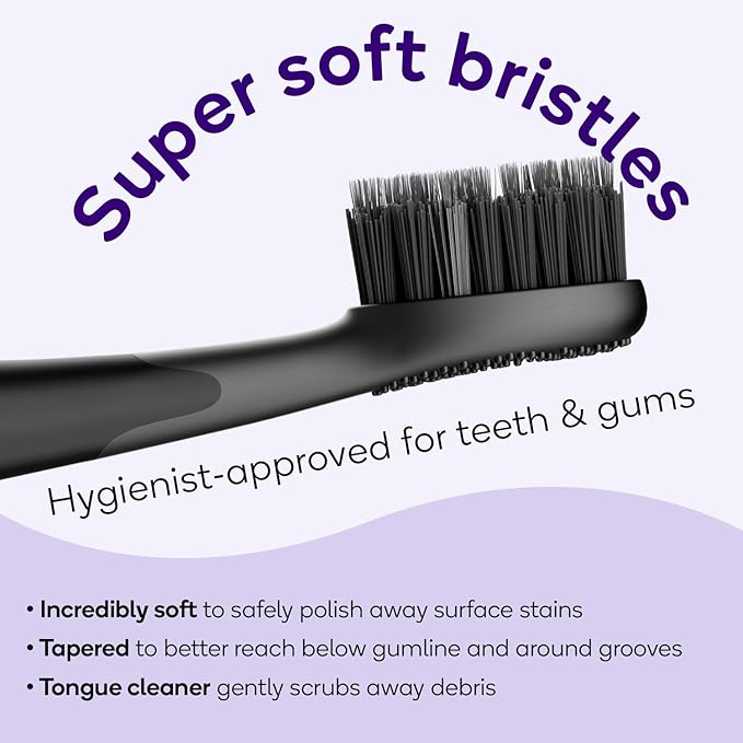 Burst Curve Sonic Electric Toothbrush for Adults (Black) | Slim Travel Brush with Cover | Ultra Soft Bristles | Up to 2 Month Rechargeable Battery | Two Modes & Timer
