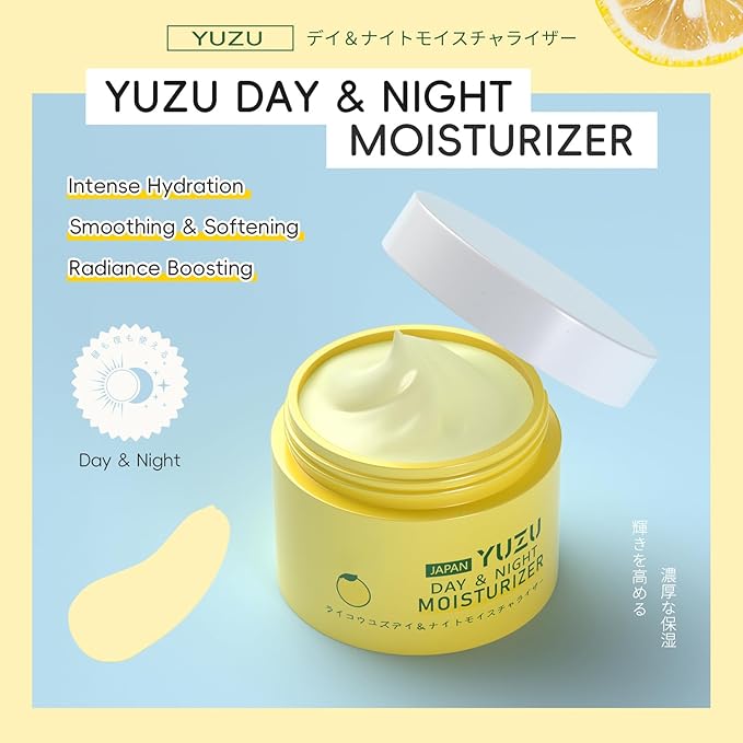 Yuzu Facial Moisturizer, Intense Hydration, Radiance Boosting Aging Skin, Deeply Moisturizes Enhance Skin, Even Skin Tone, Body and Face Moisturizer with Vitamin C for Day & Night Use