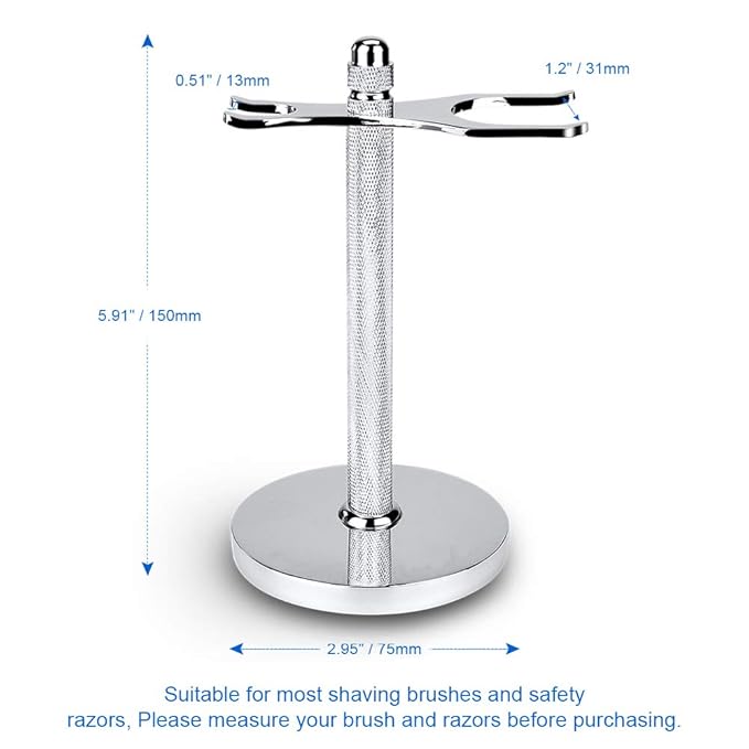 Safety Razor and Shaving Brush Stand, Extra Wide Openings, Wider Base, Manly Look