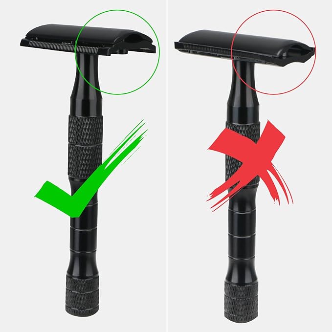Matte Black Double Edge Safety Razor with Stand, Single Blade Razors for Men and Women, with 10 Safety Razor Blades, Smooth and Close Shave