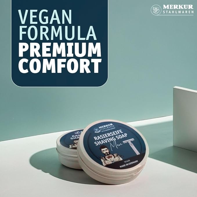 MERKUR Shaving Soap for Men | Vegan Shaving Soap | Smooth Shave | Lightly Fragranced | Perfect Lather | Moisturizing Hydrating & Gentle for All Skin Types - 100 Grams