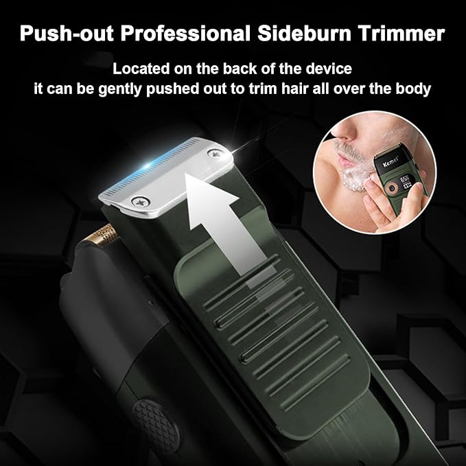 KEMEI Foil Shaver Barber for Men,Electric Razor Rechargeable with Beard Trimmer,Cordless Lithium Titanium Foil Shavers with Travel Case