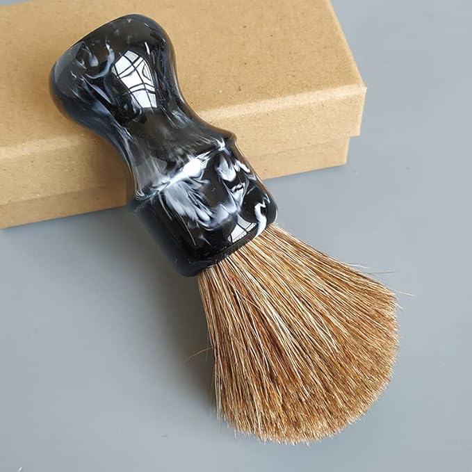 24mm brown soft horse hair shaving brush for man wet shaving (Black)