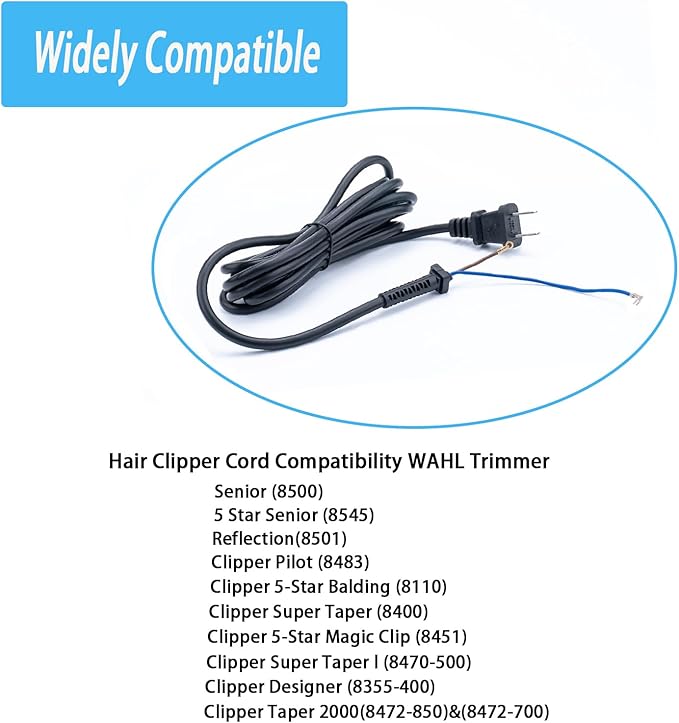 00647-500 Replacement Cord for WAHL Electric Clippers Compatible with Star Sr,Senior,SuperTaper,Designer,Balding,Magic Clip,647-500 Hair Clipper Cord