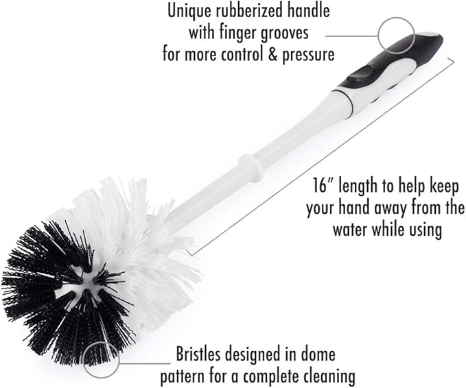 Fuller Brush Bowl Brush & Plunger in Caddy Set– 16-Inch Long Handle Brush – Pistol Grip Rubberized Plunger, Wide Base Caddy, Bathroom, Rim, Trap Cleaner (Pack of 1)