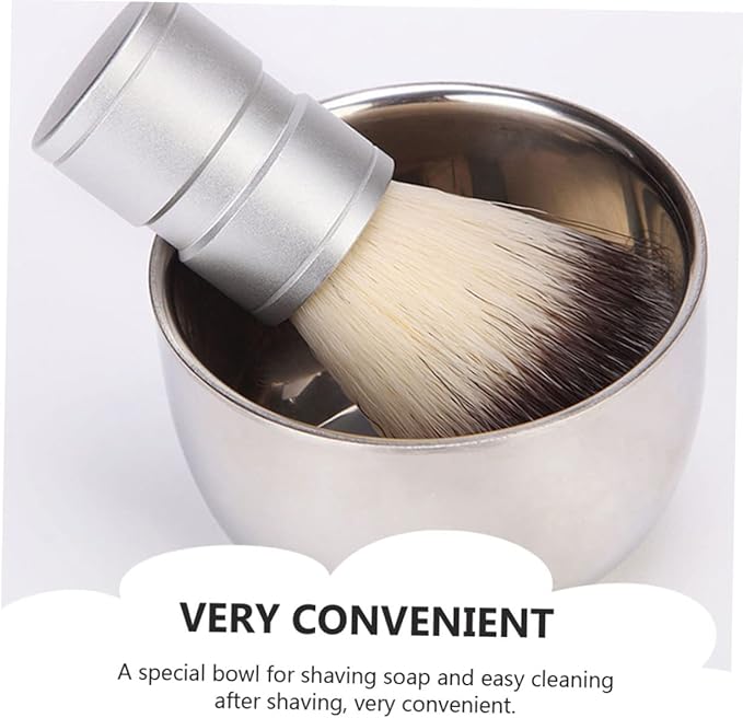 2pcs Travel-friendly Shaving Soap Bowl Men's Stainless Steel Shaving Mug Foaming Function