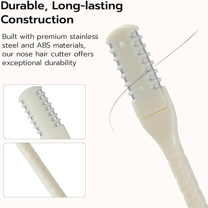 Mcbazel 5Pcs 2-in-1 Nasal Hair Cutter, Double-Sided Nose Hair Cutter, Manual 360° Rotating Nose Hair Trimmer for Men and Women, Portable, Compact, No Batteries Required - Cream Color