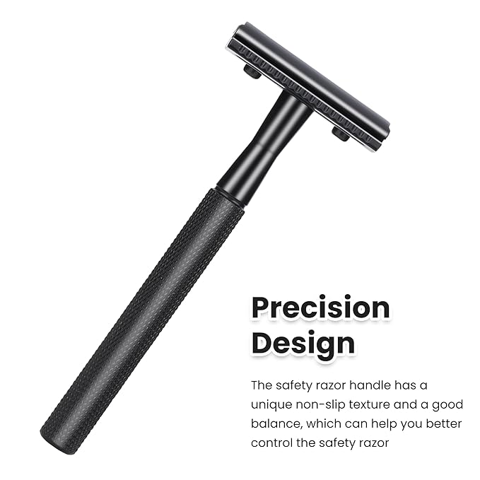 Eco-Friendly Safety Razor With 10 Premium Stainless Steel Blade Safety Razors For Men Shaving Razor, Smooth Wet Shave Experience, Gun Black