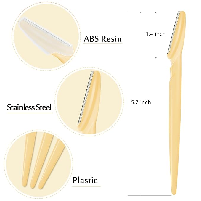 12 Pcs Yellow Eyebrow Razors, Face Razors Multipurpose, Exfoliating Dermaplaning Tools, Eyebrow Trimmers Shaver with Protective Cover, Facial Hair Removal for Women Men Body Use