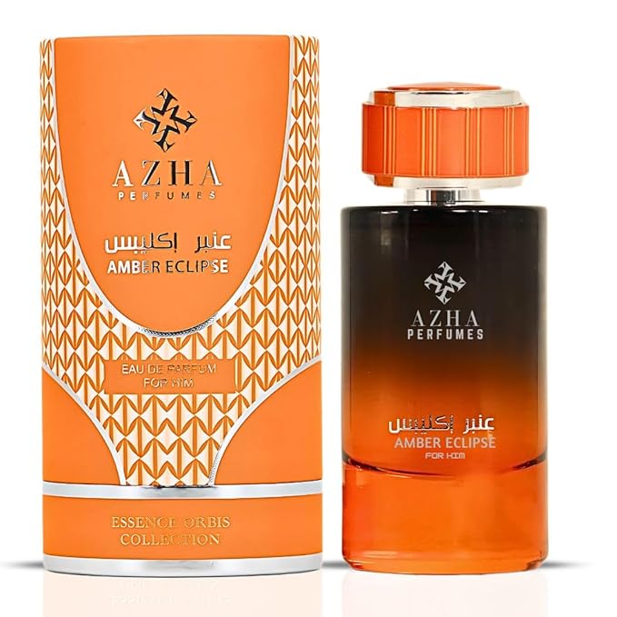 Azha Amber Eclipse For Him Eau De Parfum Spray 100ML(3.4 OZ) Long Lasting Arabian Perfume For Men - Radiant Clash of Citrus, Spice, Floral Oud & Smoky Depth Perfume Men for Timeless Scent Experience