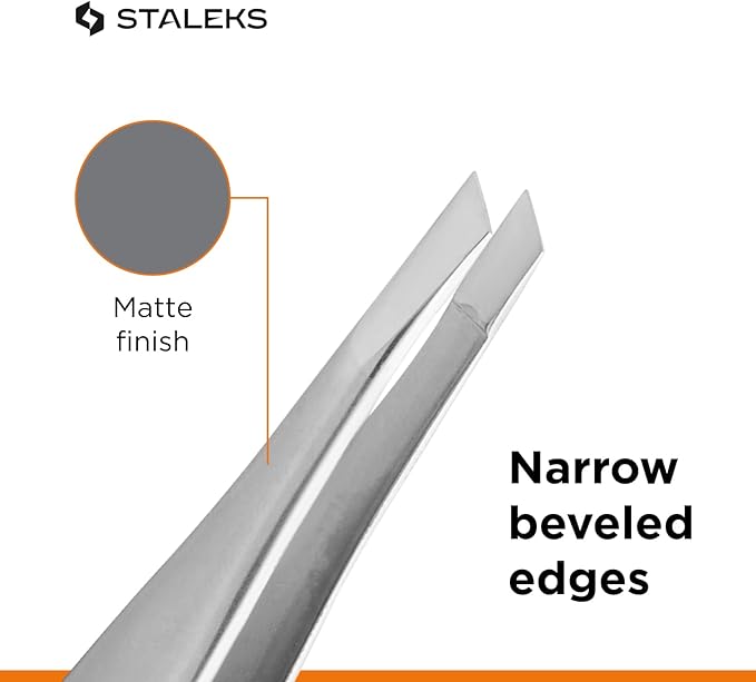 STALEKS PRO Expert 20 Type 4 Professional Eyebrow Tweezers – Narrow Beveled Stainless Steel for Fine Brows & Soft Stroke Hair Removal