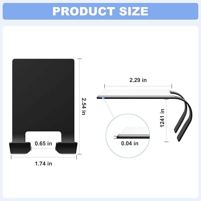 VIS'V Adhesive Razor Holder, Wall Mount Shower Razor Hooks for His and Hers, Metal, Waterproof, Black, 2 Pcs