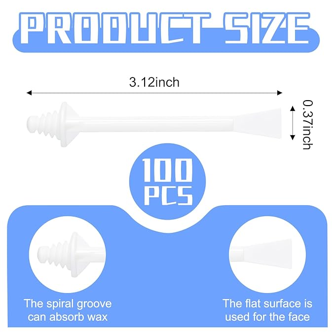 100 Pcs Small Wax Sticks, Disposable Dual-Ended Nose Applicator, Plastic Nose Waxing Sticks for Nostril Cleaning, Ear Face Hair Removal for Men Women, Painless Hair Removal Tools